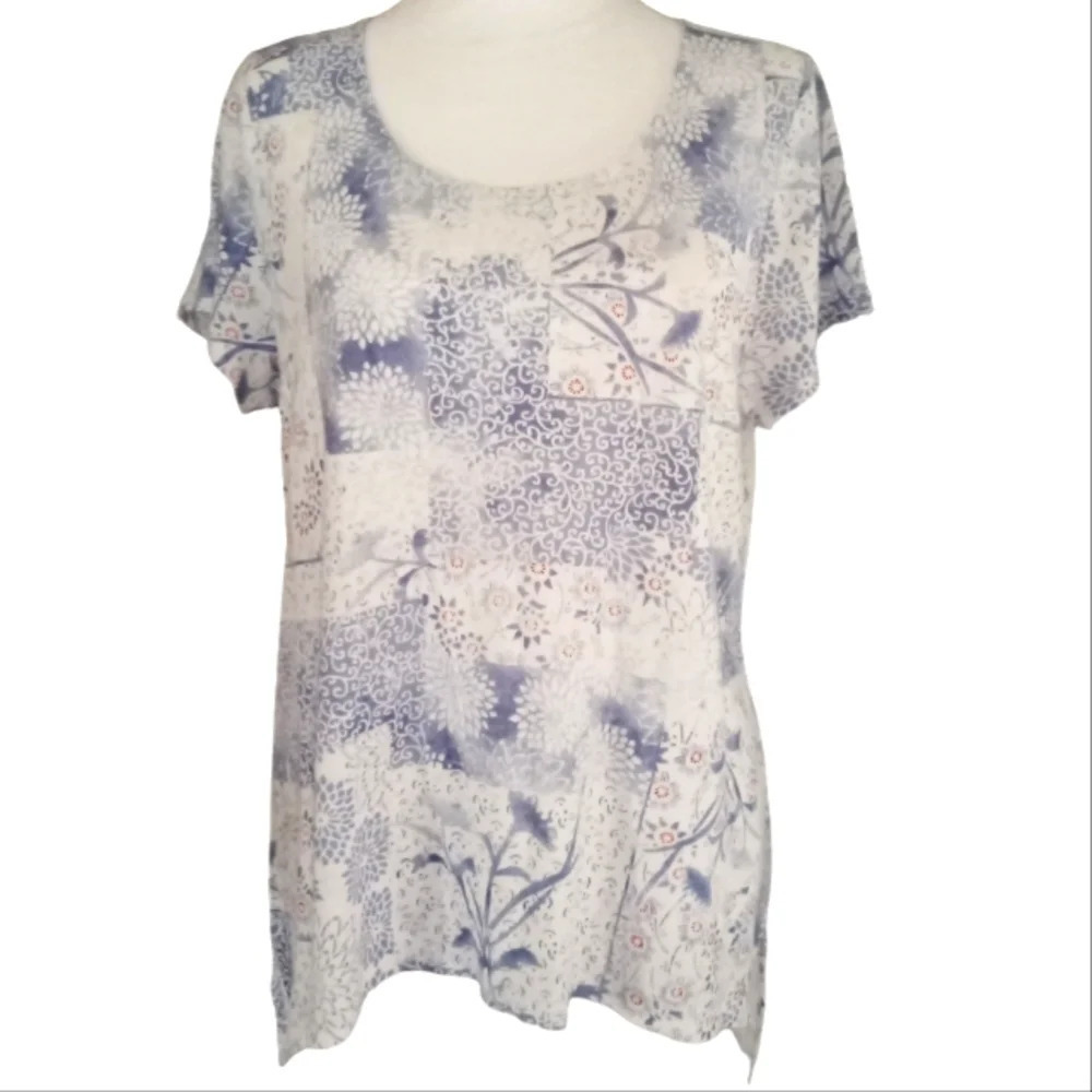 J. Jill Pure Jill Floral Lightweight Linen Blend Blouse Size Petite Medium